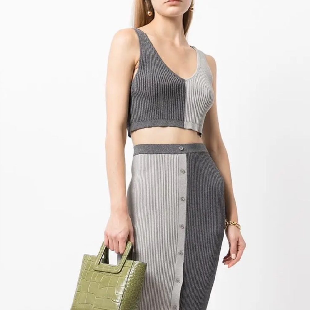 NWOT STAUD Color Block Knit Crop Top Size Medium